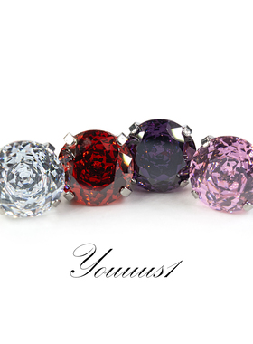 Youuus1钛合金耳钉玫瑰切锆石超闪7mm钻弧底植入极材质高抛光热销