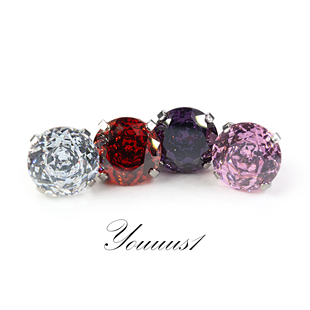 Youuus1钛合金耳钉玫瑰切锆石超闪7mm钻弧底植入极材质高抛光热销