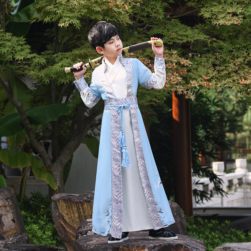 汉服男童春季2025新款唐装儿童古装中国风古风帅气国学演出服秋季