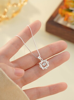 s999足银麻花灵动锆石项链小清新甜美气质女生百搭锁骨链