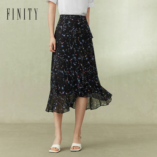 FINITY菲妮迪品牌半身裙2024夏季休闲风网纱气质显瘦百搭半裙女