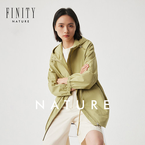 【NATURE系列】菲妮迪全棉短外套2024秋季连帽系带百搭风衣女