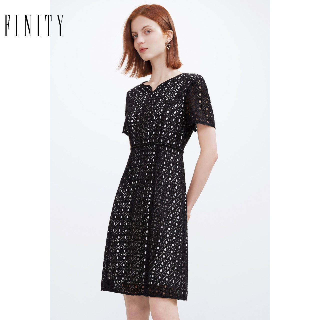 FINITY菲妮迪夏季纯色洋气连衣裙法式温柔棉质宽松中长款裙子女