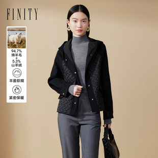 FINITY菲妮迪毛呢外套2024年冬季双面呢质感大衣女