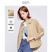 FINITY2023年春季 风衣女 翻领外套气质休闲品牌宽松卡其色短款