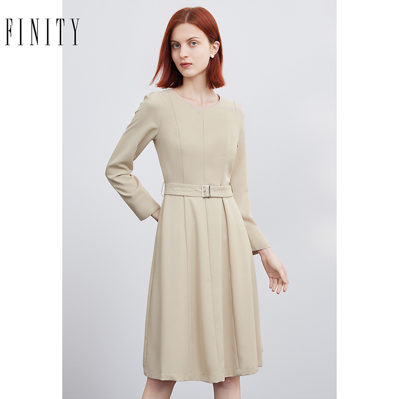 FINITY2024年秋季法式连衣裙时尚高级感温柔气质中长款裙子女
