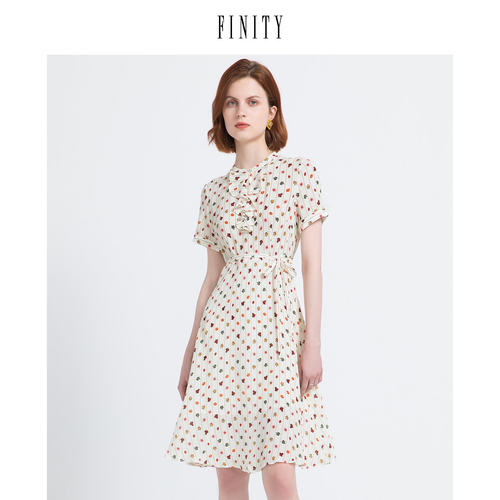 FINITY菲妮迪夏装小清新甜美连衣裙女碎花度假气质中长款仙女裙