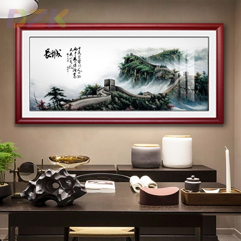 万里长城图国画山水画有山无水靠山图客厅风水办公室挂画壁画g2