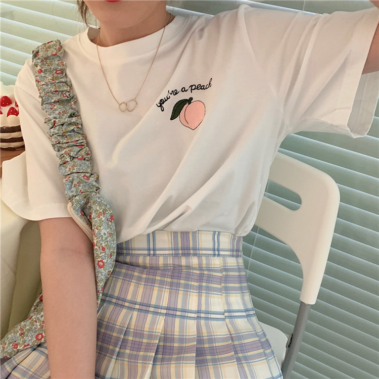 Real price ~ Korean peach embroidery T-shirt~