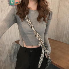 Real price ~ Korean autumn round neck versatile zipper knitted bottomed T-shirt~
