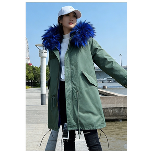 女棉衣派克服中长款 外套女大毛内胆毛领可拆卸 加绒加厚保暖冬装