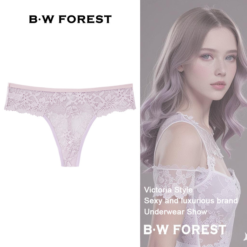 BW轻奢欧美蕾丝丁字裤女内裤纯欲性感火辣情调性惑大码丁子T裤头