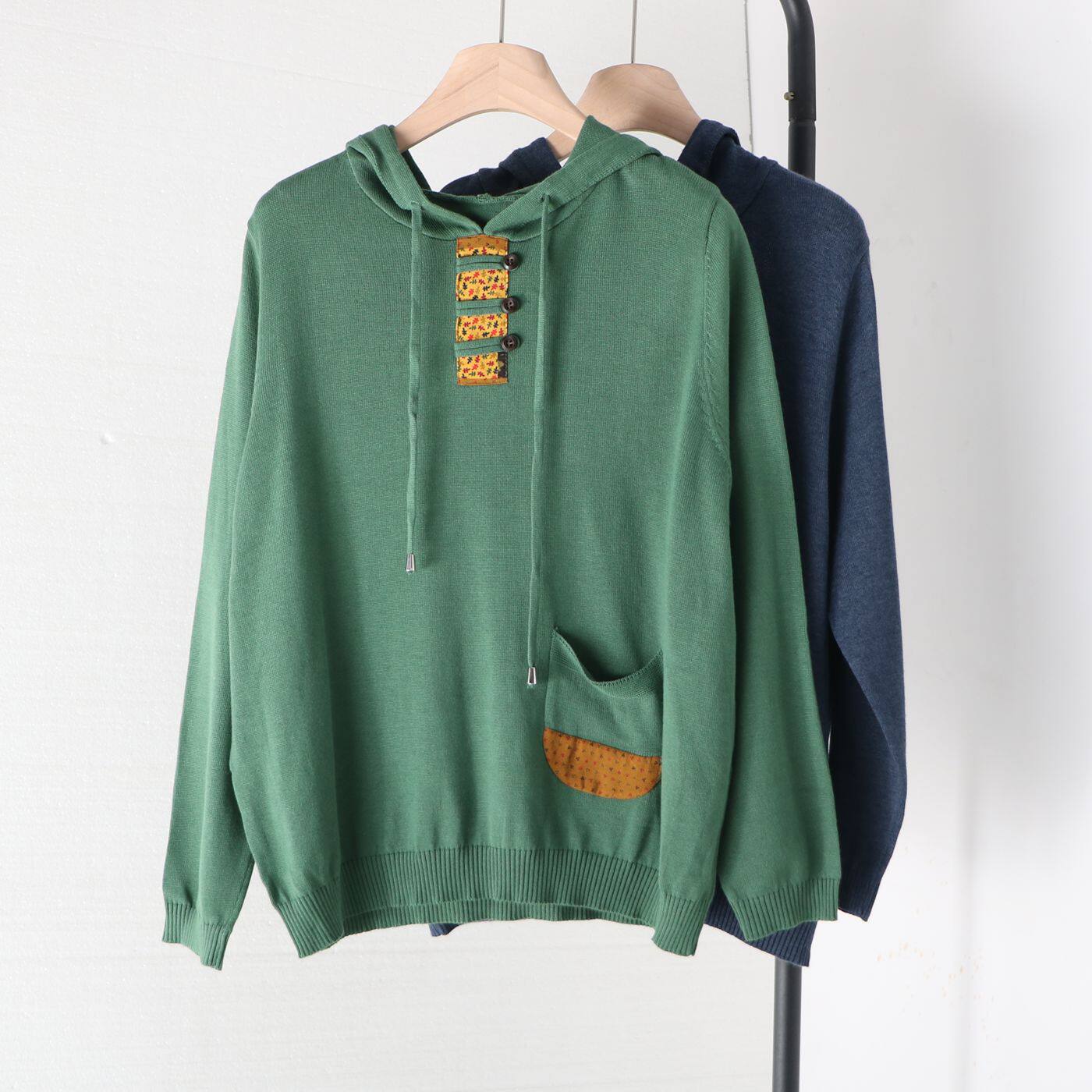 文艺风棉麻连帽针织卫衣女春秋薄款亚麻宽松套头毛衣大码显瘦上衣