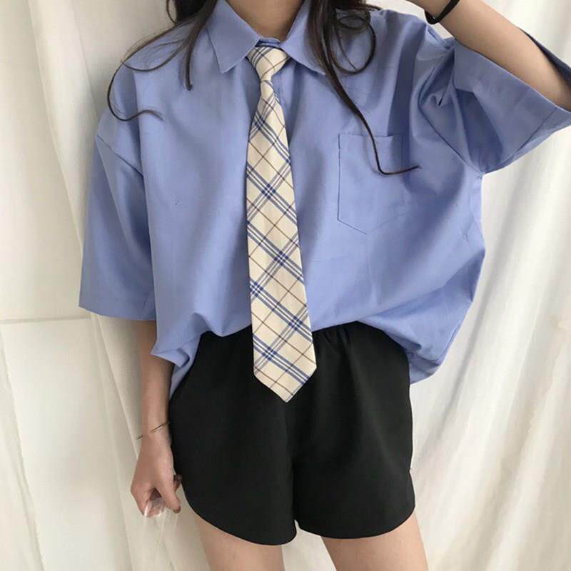 两件女孩舒适帅气上衣大码洋气搭配领带优雅衬衫套装配饰女生纯色|ruв категории Женская одежда, рубашка - от Buy2taobao.com для оказания профессиональной услуги покупки агента Taobao