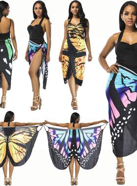 Beach shawl condole belt printing irregular skirt 沙滩防晒裙