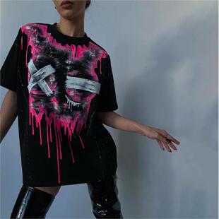 tshirt tee loose 外贸欧美潮牌休闲宽松短袖 women T恤上衣女 top