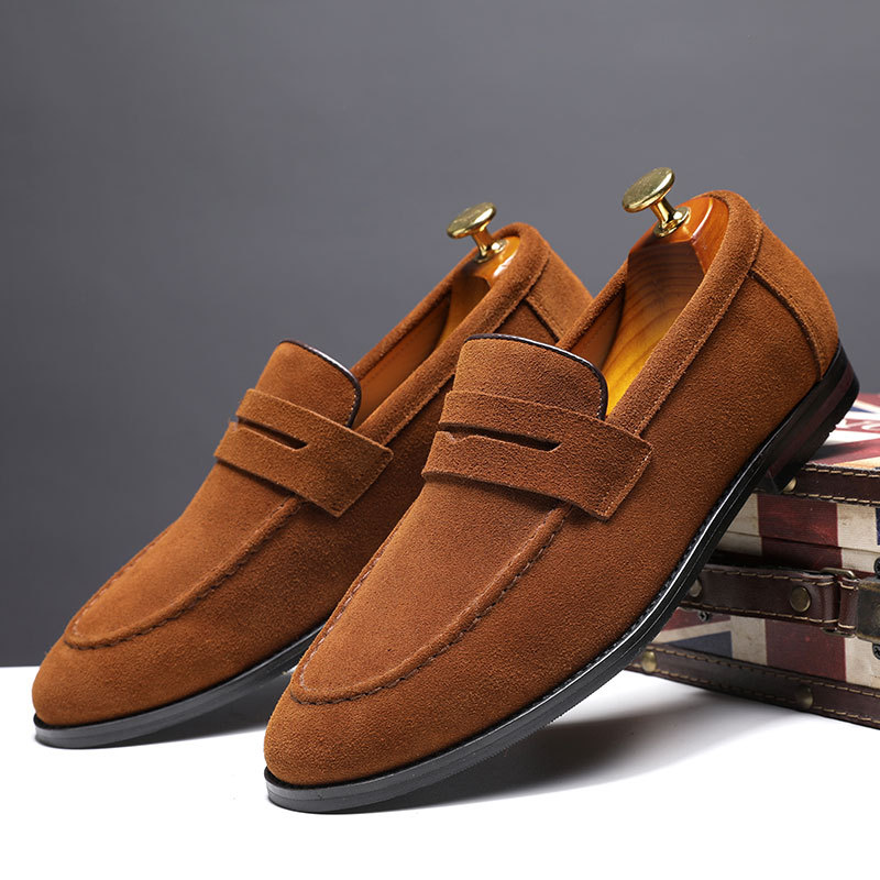 men leisure shoes slip-on shoes 磨砂皮男士休闲皮鞋无鞋带男鞋