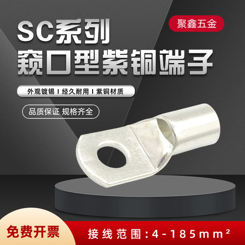 SC窥口铜鼻子镀锡冷压接线端子