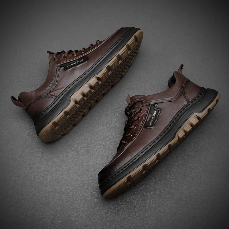 欧洲站秋季真皮时尚休闲板鞋