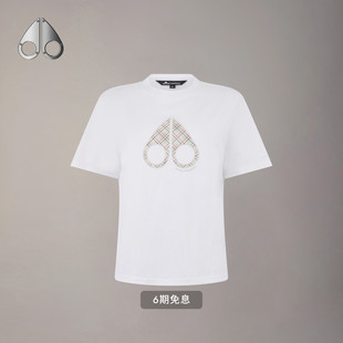 KNUCKLES 早春新品 MOOSE T恤 女士缝线格纹LOGO圆领短袖