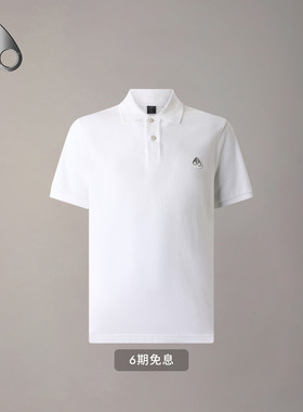 [早春新品]MOOSE KNUCKLES 男士POLO短袖纯色小剪刀翻领T恤