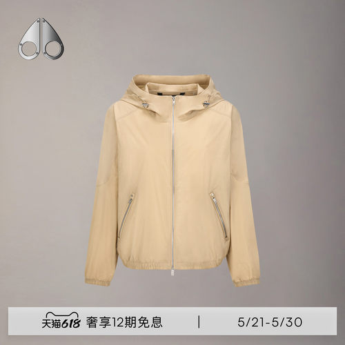 [早春新品]MOOSE KNUCKLES 女士轻薄连帽休闲防晒小剪刀夹克外套