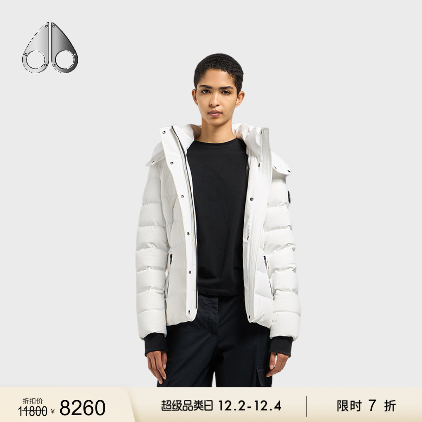 [限时7折]MOOSE KNUCKLES 女士连帽收腰小剪刀羽绒服外套秋冬款