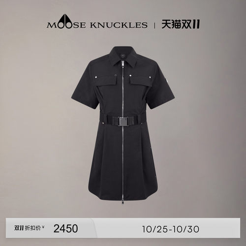 [奢享7折]MOOSE KNUCKLES 女士翻领短袖小剪刀衬衫连衣裙短裙