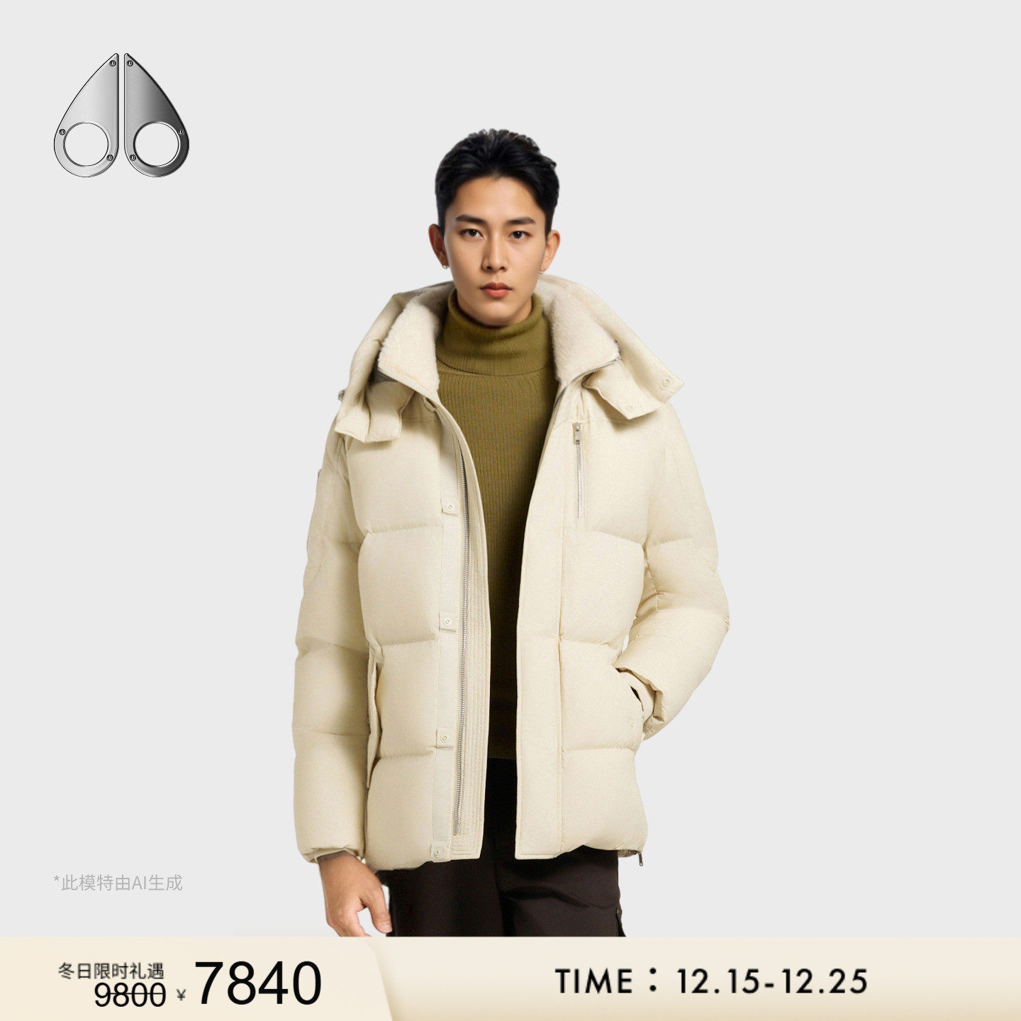 [限时礼遇][秋冬新品] MOOSE KNUCKLES 男士鹅绒连帽小剪刀羽绒服