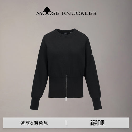 [早秋新品]MOOSE KNUCKLES 女士经典LOGO小剪刀圆领修身针织衫