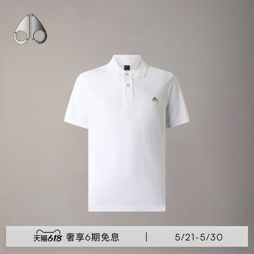 [早春新品]MOOSE KNUCKLES 男士POLO短袖纯色小剪刀翻领T恤