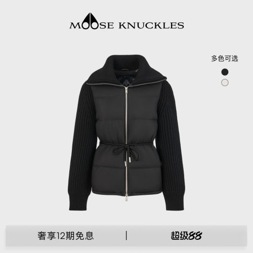 MOOSE KNUCKLES 女士拼接收腰鹅绒小剪刀羽绒服