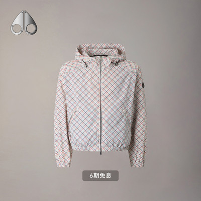 [早春新品]MOOSE KNUCKLES 女士格纹连帽轻薄夹克外套