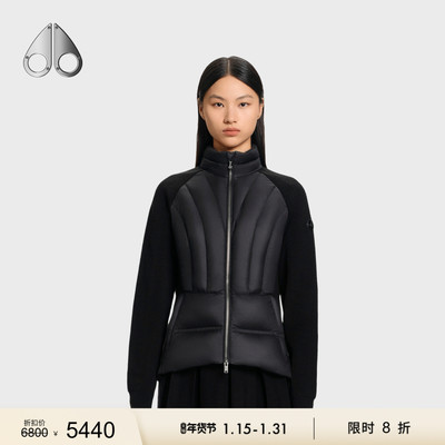 [秋冬新品][限时8折]MOOSE KNUCKLES 女士拼接立领羊毛混纺外套
