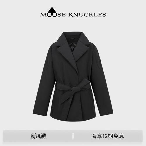 MOOSE KNUCKLES 女士经典LOGO翻领纯色小剪刀鹅绒风衣外套