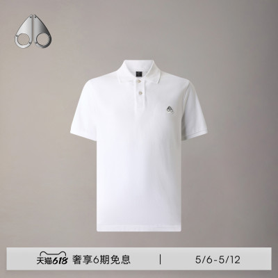 [早春新品]MOOSE KNUCKLES 男士POLO短袖纯色小剪刀翻领T恤