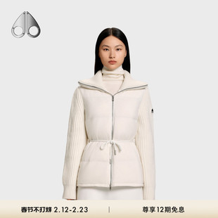 MOOSE KNUCKLES 女士拼接收腰鹅绒羽绒服