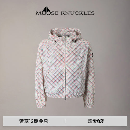 [早春新品]MOOSE KNUCKLES 女士格纹连帽轻薄夹克外套