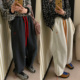 过冬款 厚款 加绒卫裤 梨形身材遮胯显瘦撞色抽绳简约刺绣束脚长裤