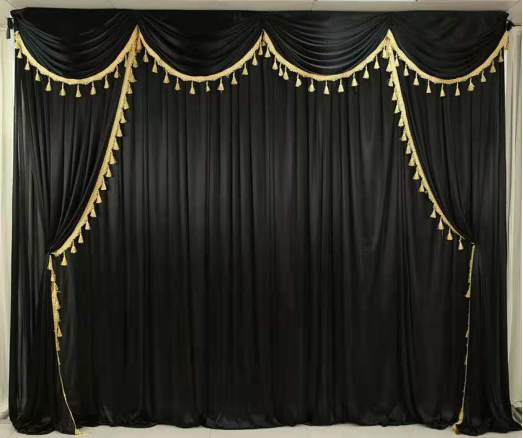 白事殡葬灵堂布置纱幔殡仪馆丧事葬礼幕布灵棚孝堂背景黑白布幔