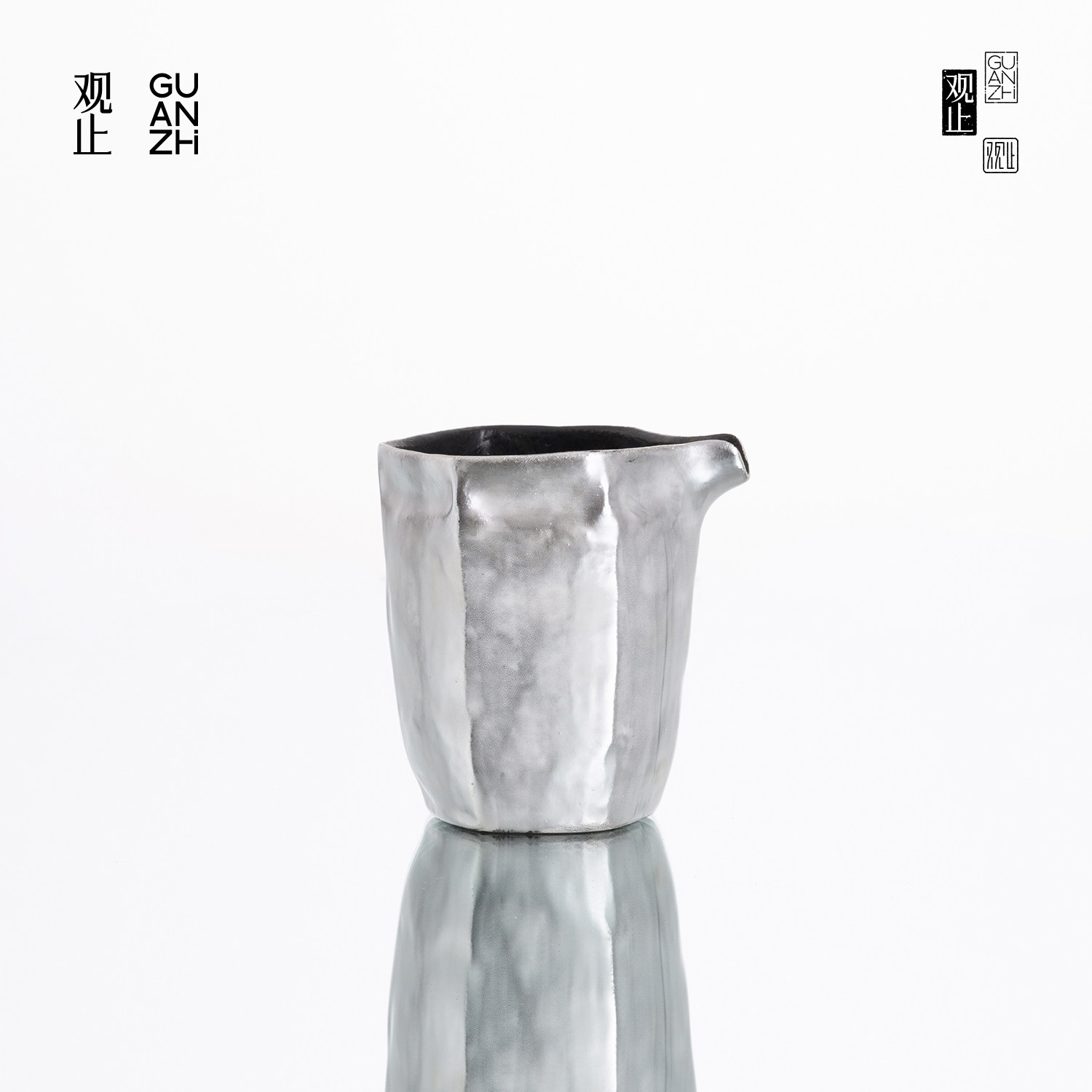 观止手工鎏银公道杯陶瓷家用功夫茶具配件茶海匀杯分茶器茶具套装