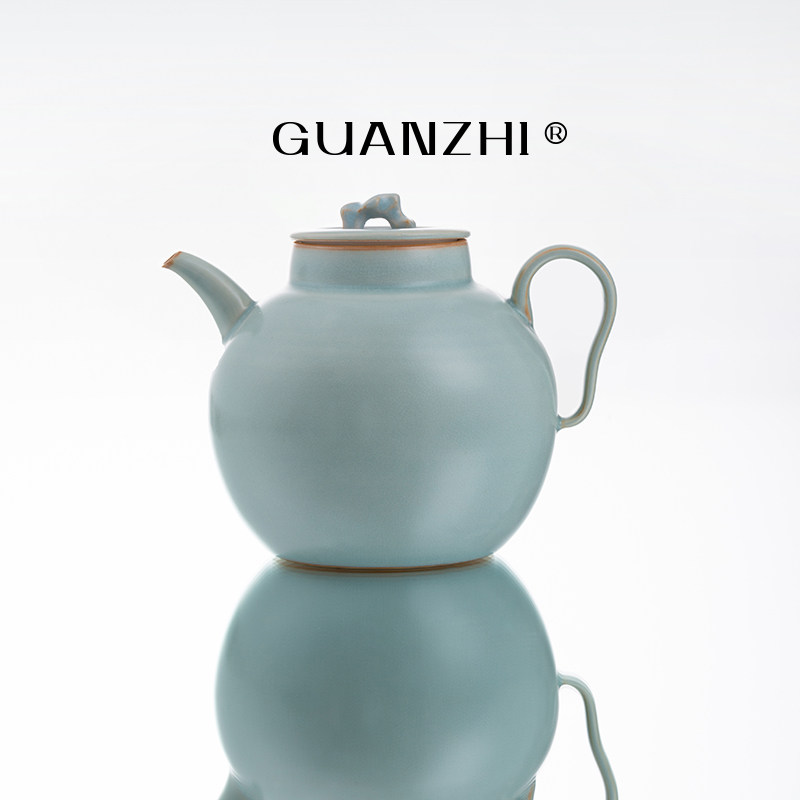 观天青汝窑大容量单壶茶壶