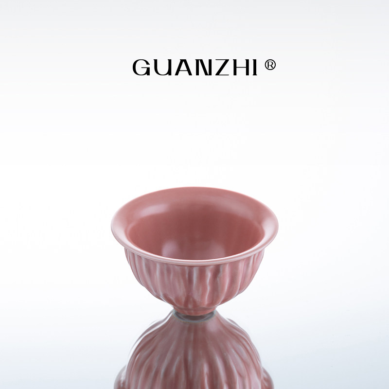 观止珊瑚粉莲蓬汝窑茶杯