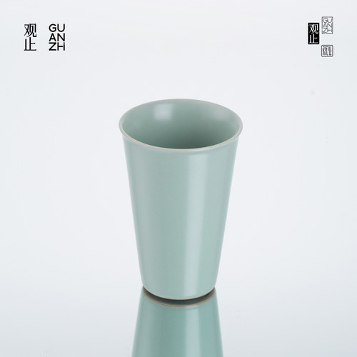 观止天青汝窑可乐杯大号马克杯