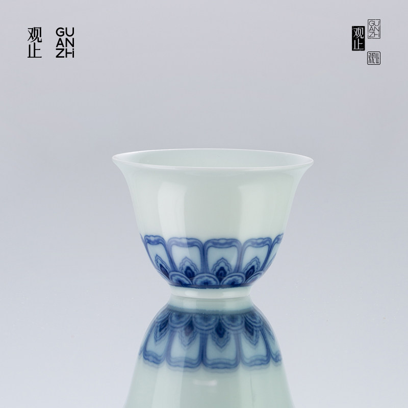 观止青花瓷釉中彩茶杯主人杯
