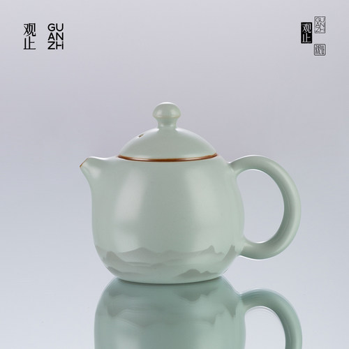 观止天青汝窑龙蛋壶茶壶