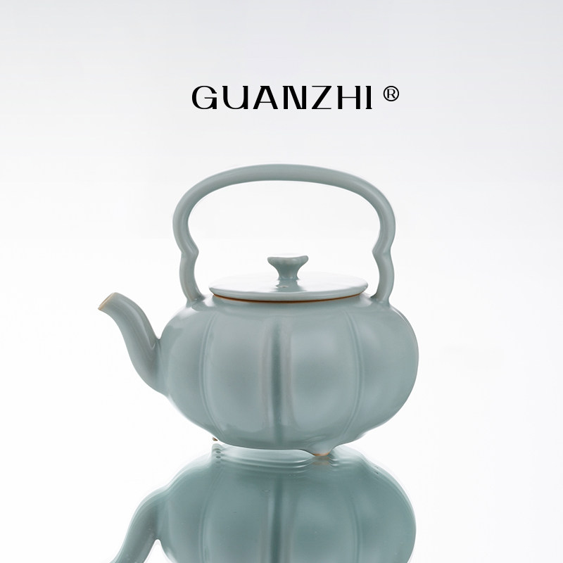 观止天青汝窑茶壶提梁壶