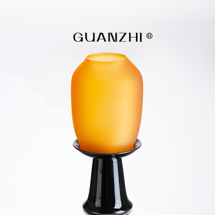 观止禅意烛台蜡烛灯防风琥珀玻璃灯罩中式家用氛围灯茶室烛台摆件