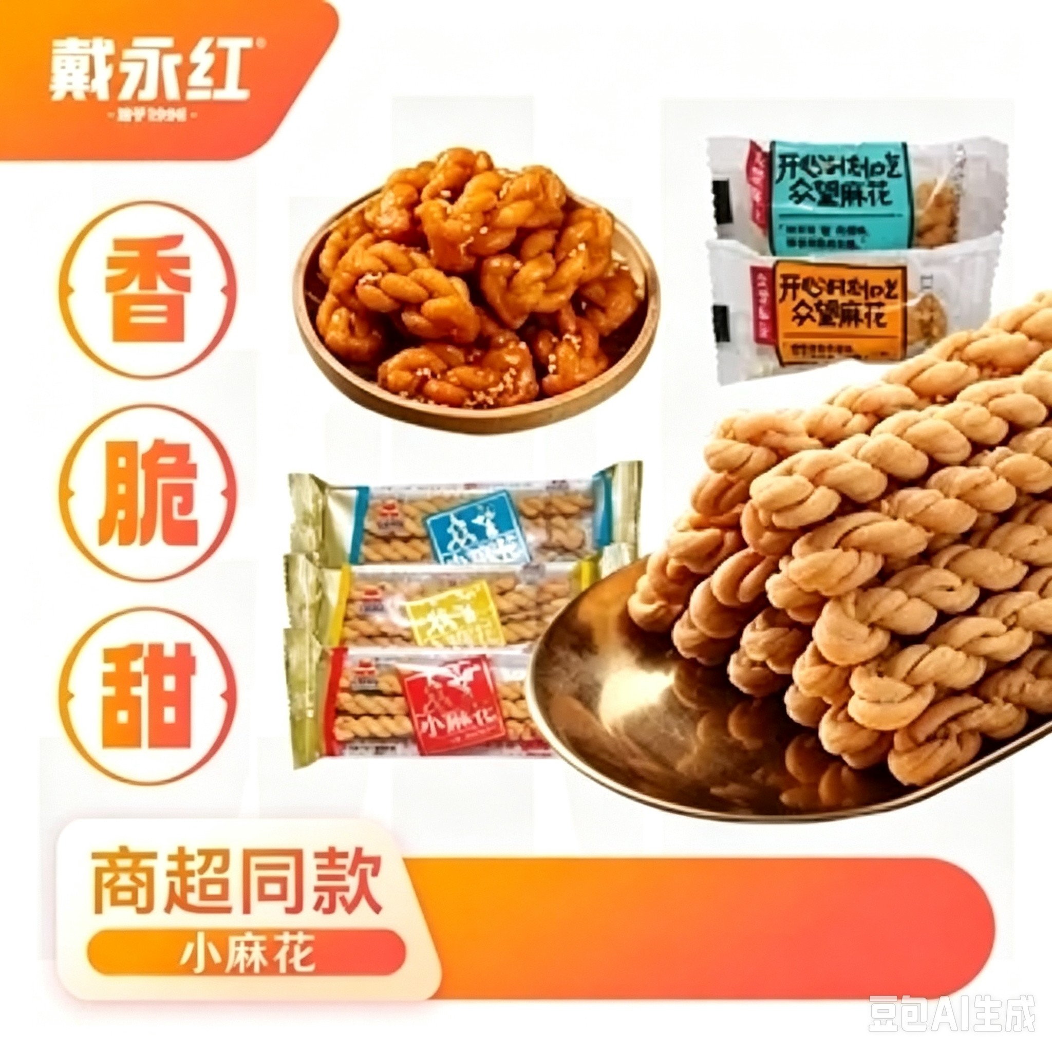 戴永红零食众望小麻花咸味芝麻甜味零食散装网红传统糕点麻花小吃