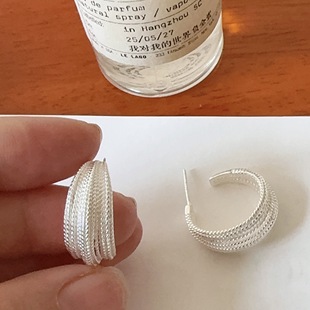 搭配师果子 2025新款日韩时尚925银细麻花纹耳环柏拉图气质耳饰潮